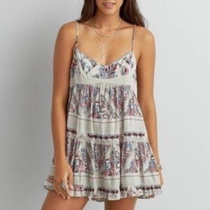 American Eagle Tiered Babydoll Tie Back Mi…